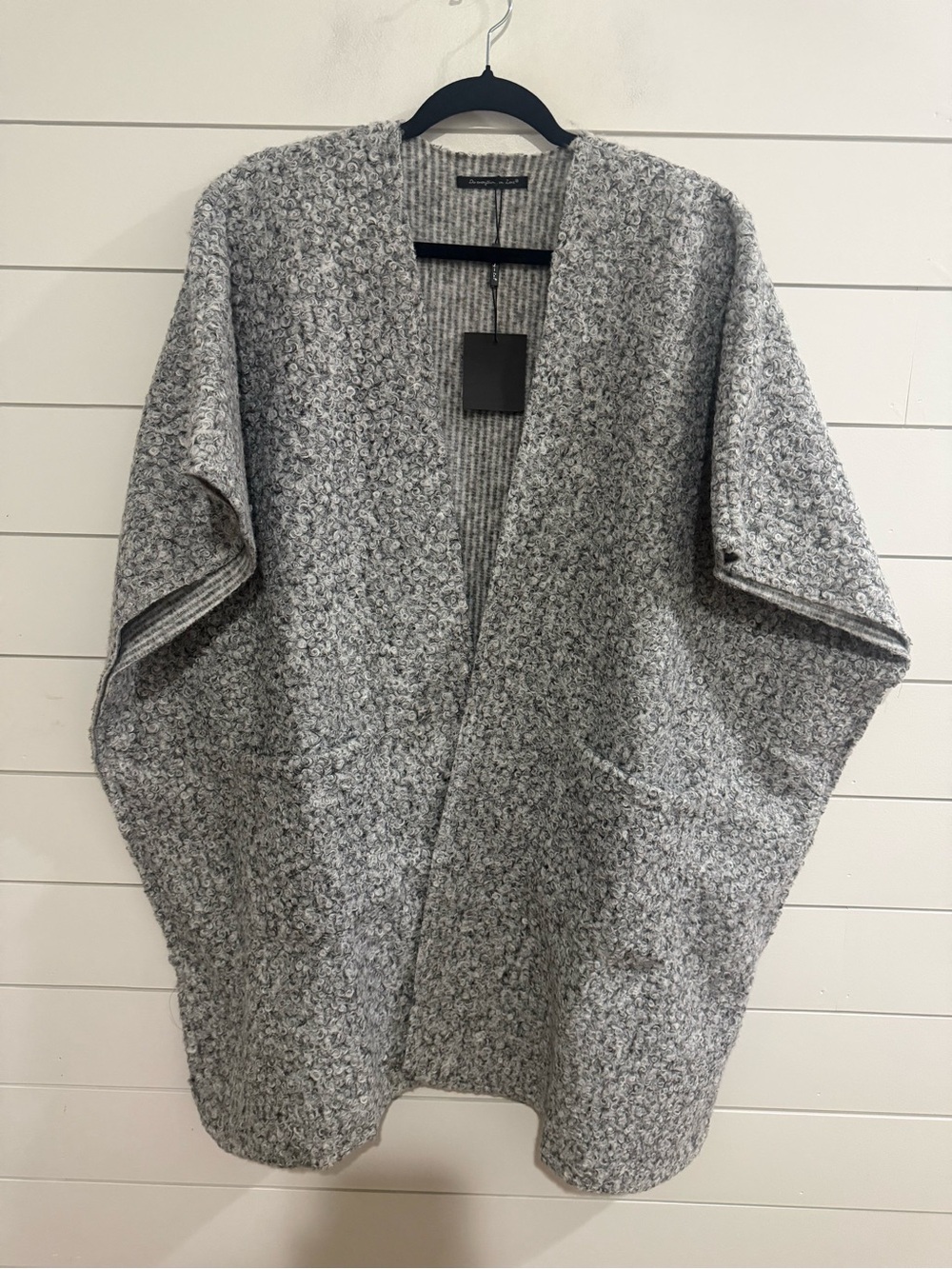 Do everything in love Heather Gray Bouclé Open-Front Cape